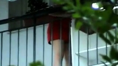 Neighbour nice upskirt Balcony