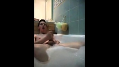 Twink jerking off in bathtub