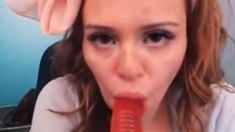 Red Head Cutie Dildo Suck