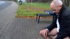 German daddy wanking outdoor