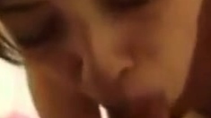 Cute Girl Sucks His Hairy Cock And Let Him Cum In Her Mouth