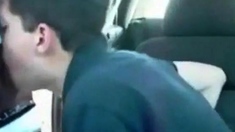 Sucking a cock seated in his car