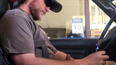 Horny Guy Bustin A Nut at the Bank ( Hands free Public Cum )