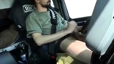 Str8 French trucker jerks his cock while driving