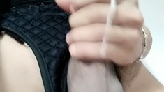 Shemale tranny enjoying solo masturbation