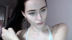 Cute curly brunette solo webcam masturbation