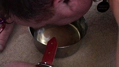 Pink labia close up of naive brunette