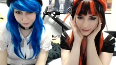 Two teen lesbian playing with each other on webcam