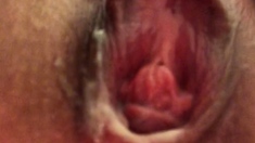 Cummy amateur pussy close up