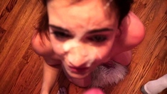 Cute amateur wife blowjob cumshot and oral sex video clip