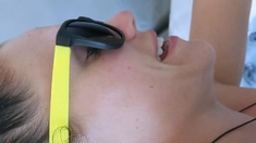 Sexy brunette teen outdoor masturbation