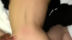 Amateur brunette doggystyle fucks a big cock