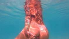 Tiny redhead outdoor masturbation