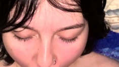 Mature brunette amateur giving a great POV blowjob