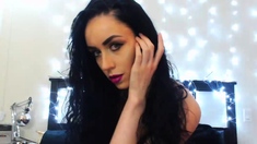 Pink labia close up of naive brunette