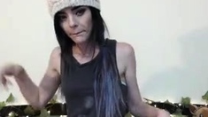 Cute amateur brunette naughty in solo jerking show on camera