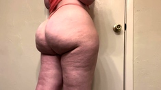 Sexy girl jerks and gives assjob in panty cum on ass panty