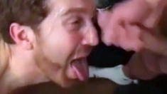 Twink's Facial Fun With Big-cock Buddies