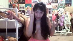 Cute amateur brunette naughty in solo jerking show on camera