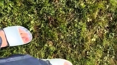Brunette With Foot Fetish Rubs Big Dick With Her Feet In Pov