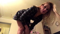 Mature blonde solo masturbation
