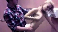 Dude Fucks Two Crazy Chicks In Public Bathroom