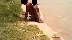 Indian gay boys fucking fun near river