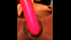 Ebony teen Pink Dildo creamY pussY 208